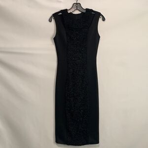 Marna Ro NWT black with sparkly knit panel sheath dress